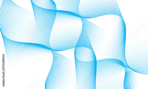 Abstract background with waves for banner. Medium banner size. Vector background with lines. Element for design isolated on white. Blue colors. Ocean, sea, water