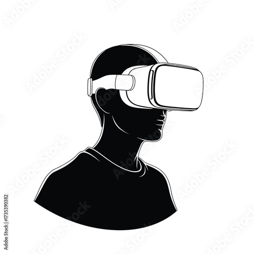 silhouette of a person wearing a vr headset