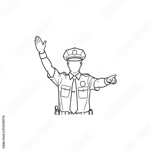 police officer directing traffic with hands
