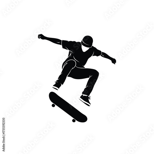 skateboarder performing a trick in midair