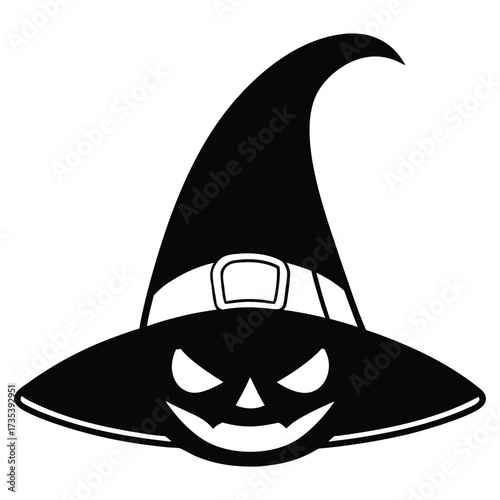 A black silhouette of a floating spooky hat