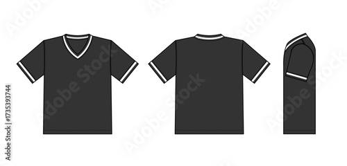 T-shirt template illustration (multi-color ribbed sleeves)