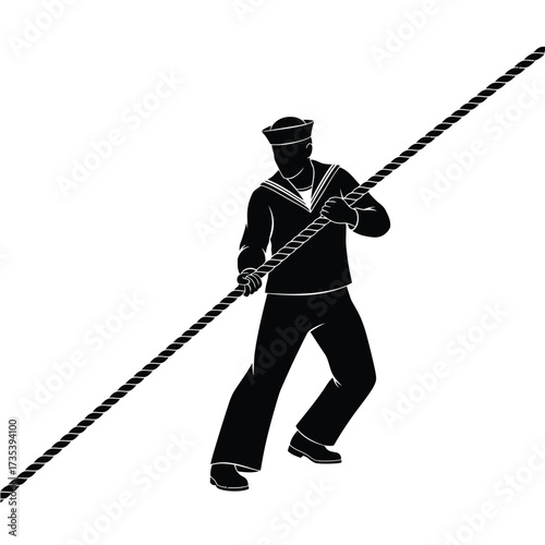 sailor pulling a thick rope