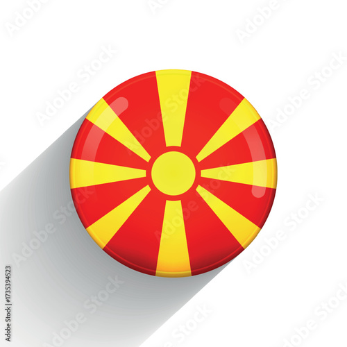Glass light ball with flag of Macedonia. Round sphere, template icon. Macedonian national symbol. Glossy realistic ball, 3D abstract vector illustration. Big bubble.