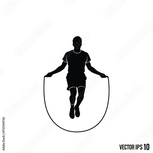 silhouette of a man jumping rope