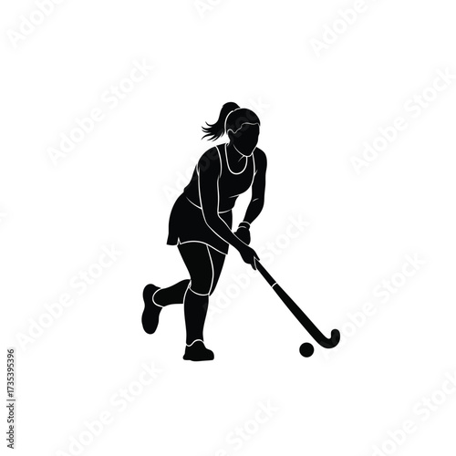 silhouette of a woman playing field hockey