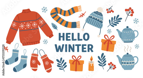 Cozy Winter Clothing and Festive Decorations for a Warm Season.