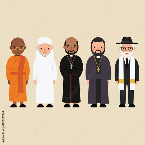 Diverse Religious Figures Representing Different Faiths and Cultures.