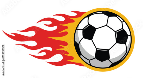 Dynamic Soccer Ball with Fiery Flames Representing Speed and Action.