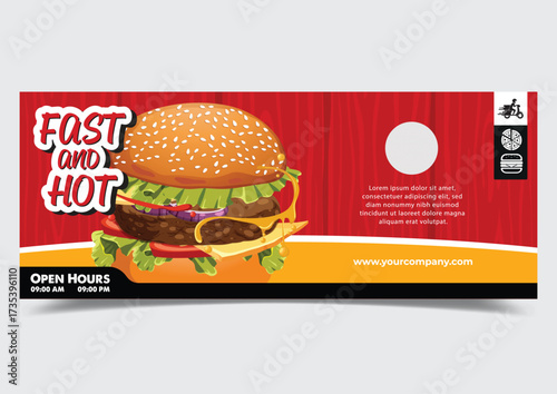 Burgers advertising banner template elegant design