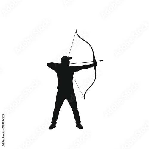silhouette of an archer aiming a bow and arrow