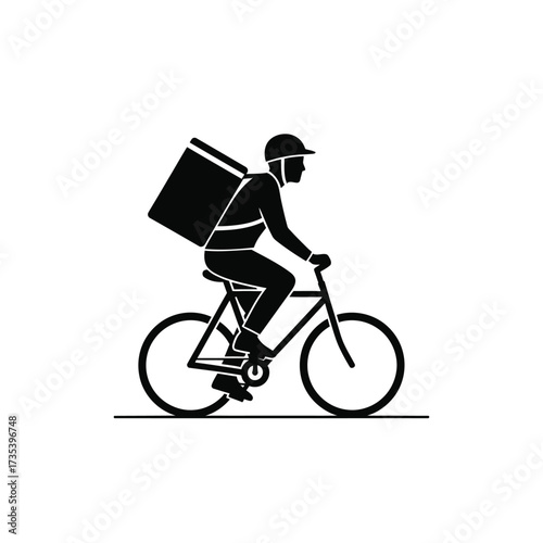 delivery person on bicycle with insulated bag