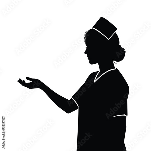 silhouette of a nurse with outstretched hand