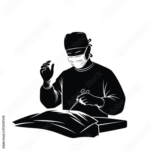 silhouette of a surgeon performing surgery
