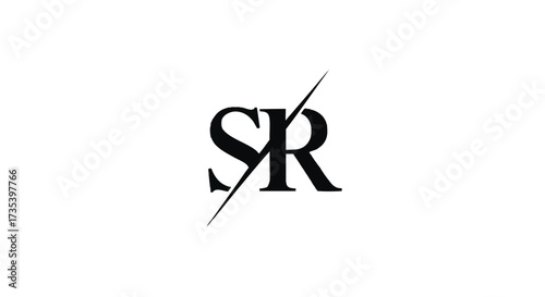 Elegant SR Monogram with a Dynamic Slash, Minimalist Letter Combination Logo Design