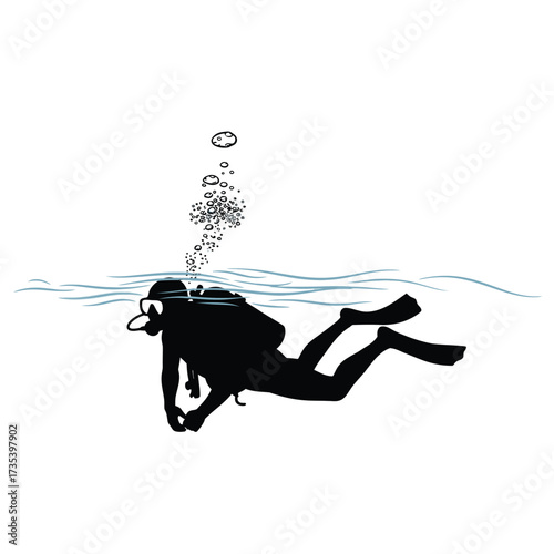 scuba diver swimming underwater