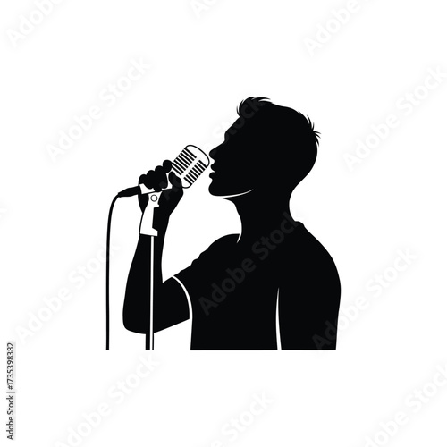 silhouette of a singer holding a microphone