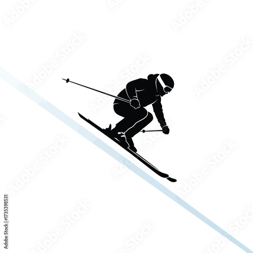 skier skiing downhill on a snowy slope