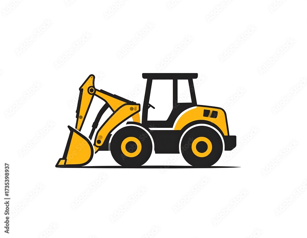 Naklejka premium Yellow and black side view of a construction vehicle