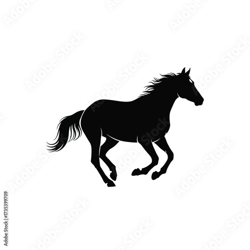 black silhouette of a horse running
