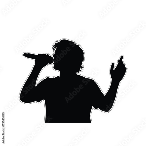 silhouette of a singer holding a microphone