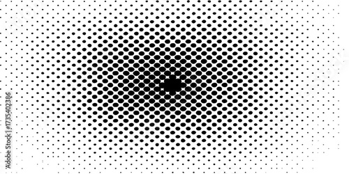 Abstract halftone dots background with geometric pattern and black design elements