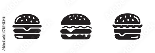Cheeseburger icon set, cheeseburger vector icon,  cheeseburger web design icon, burger doodle element set, vector illustration EPS 10.
