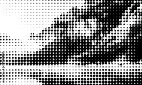 Dotted grain gradient texture. Black stippled noise background. Rough grunge sand dots backdrop. Gritty distressed speckles and particles overlay for poster, banner. Abstract grit wallpaper. Vector