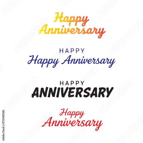 Fototapeta Cursive Happy Anniversary silhouette text collection