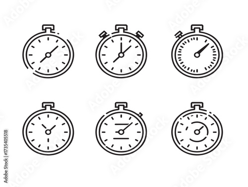 Modern vector time fast stock icons with six elegant minimalist line art designs