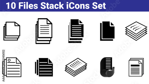 Files Stack Icon Set | Simple Vector Icons for Documents, Paperwork, and Office