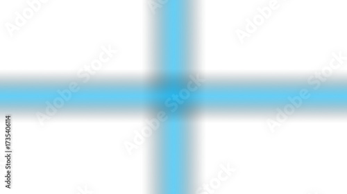 Abstract blue glowing cross shape with gradient effect on a isolated on transparent background