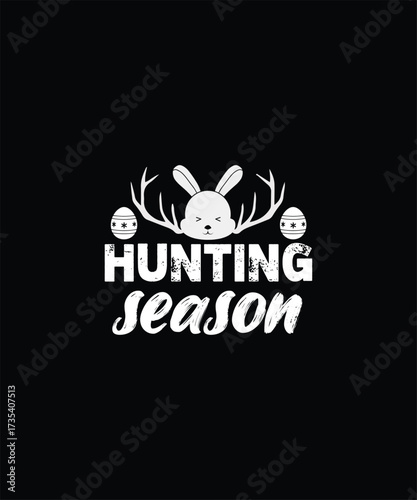 Funny hunting season design with bunny ears and antlers