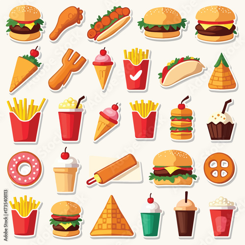 Fast food vector modern, and playful flat design style