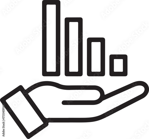 Hand holding a declining bar graph symbolizing financial loss or negative trend