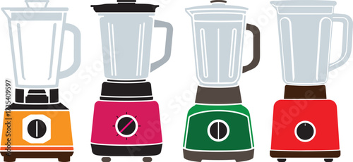 Kitchen Blender Colorful Vector Illustration Collection