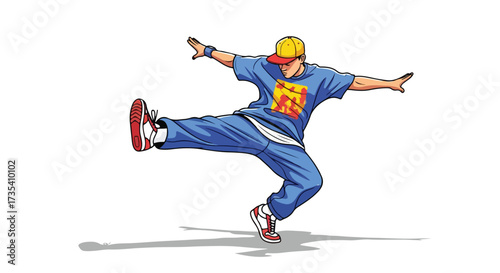 Dynamic Breakdancer Illustration with Energy and Motion, Showcasing Urban Culture Expression