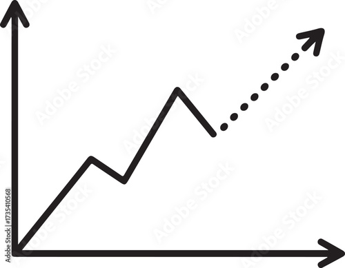 Simple line graph showing upward trend with dotted projection line