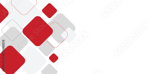 White background with abstract red grey square decoration. Vector illustration for modern presentation background, brochure design, business card background, website slider, landing page