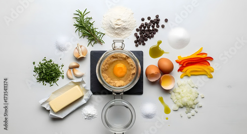 Discover vibrant fresh ingredients meticulously arranged for delicious home cooking and baking projects