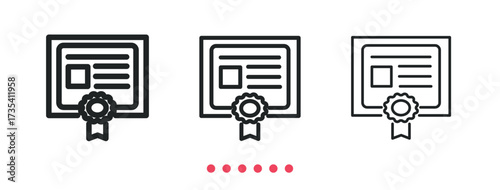 Certificate icon. Thin line icon vector