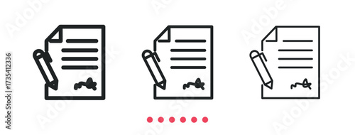 Writing document icon. Thin line icon vector