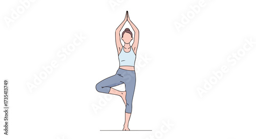 Serene Tree Pose: A Digital Illustration of Balance and Mindfulness for Wellness Content and Visual Communication