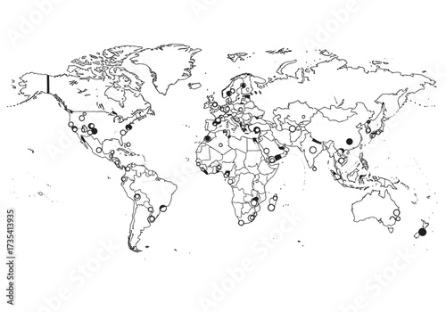 World map locations of major cities perfect for geography, travel, or global studies