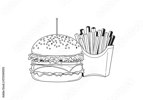 Burger fries, a classic fast food combination perfect for a quick satisfying meal