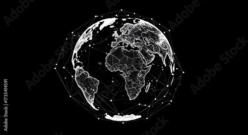 Digital earth network for global business, science, and technology connectivity, modern world design