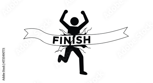 Silhouette runner breaking finish line tape celebrating victory achievement success determination persistence accomplishment goal setting challenge