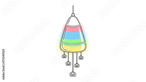 Decorative Glass Pendant Illustration: A vibrant, artistic depiction of a unique glass pendant, boasting an array of colorful layers and intricate design elements, suspended delicately from above.
