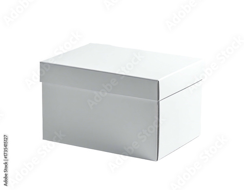 A plain white rectangular box with a lid, isolated against a black background