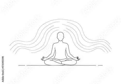 Person in lotus position meditating aura for spiritual wellness mindfulness practice